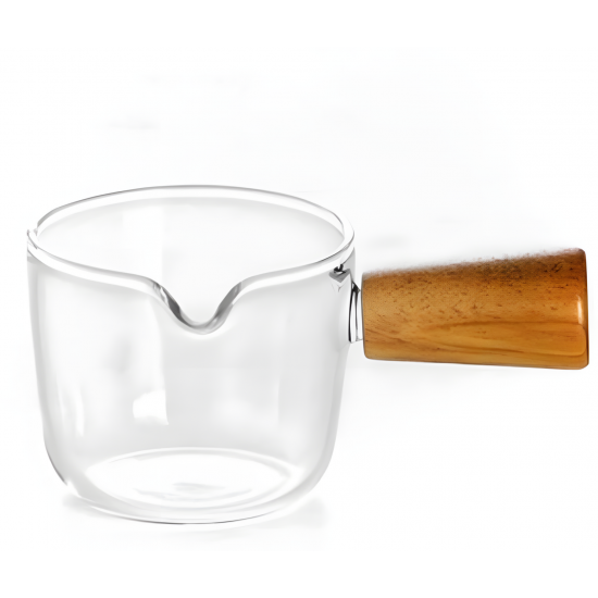 Glass Cup with Wooden Handle Large